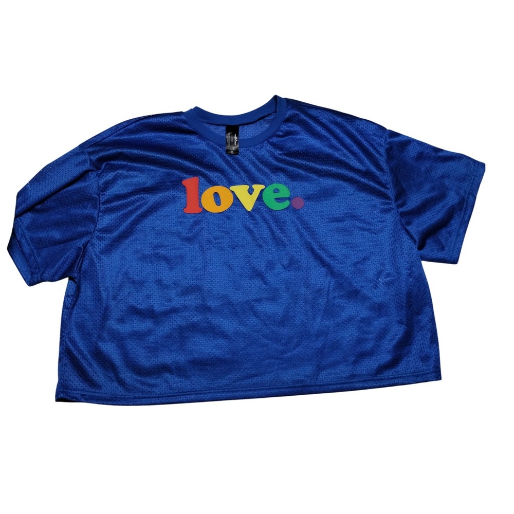 The Phluid Project Love Rainbow‎ Mesh Crop Tee Blue XL Pride Festival